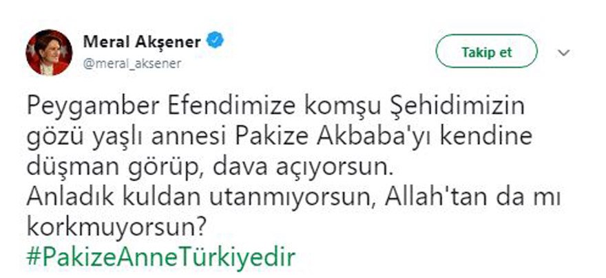 Meral Akşener'den Erdoğan'a ''Pakize Anne'' tepkisi ! - Resim : 1