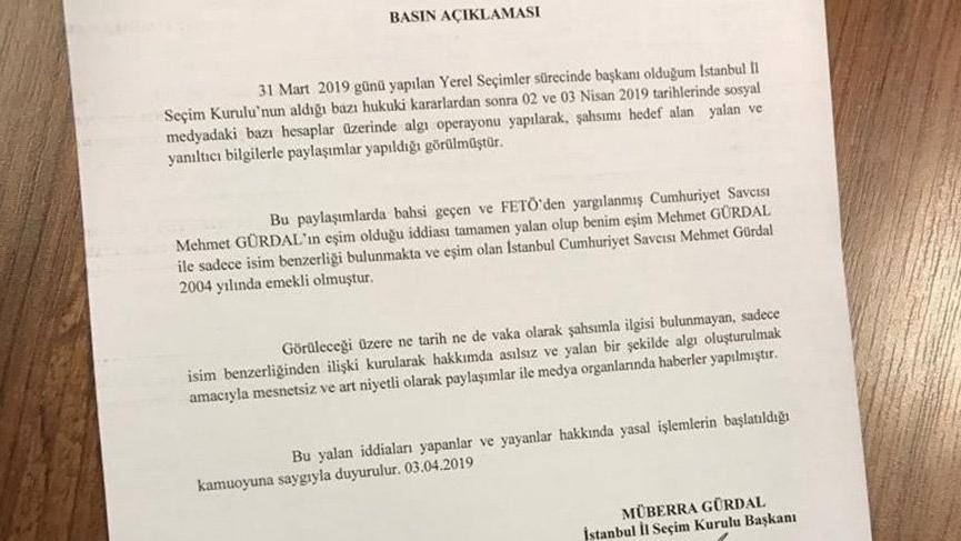 İstanbul İl Seçim Kurulu Başkanı Gürdal'dan FETÖ açıklaması - Resim : 1