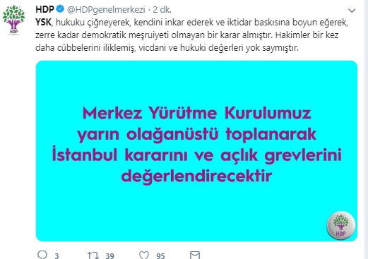 HDP'nin YSK'nın İstanbul kararına tepki ! - Resim : 1