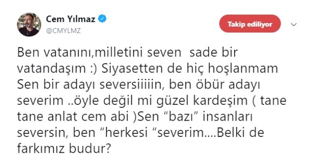 Cem Yılmaz'dan ''şehit verdik gıkın çıkmadı'' diyen takipçisine cevap - Resim : 1