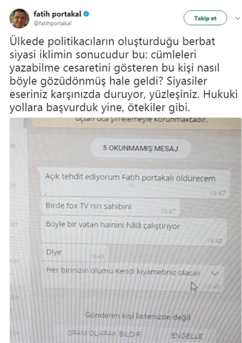 Fatih Portakal'ı ölümle tehdit etmişti... Yeni gelişme - Resim : 1