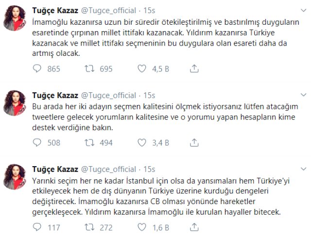 Tuğçe Kazaz'dan tepki çeken İmamoğlu paylaşımı - Resim : 1