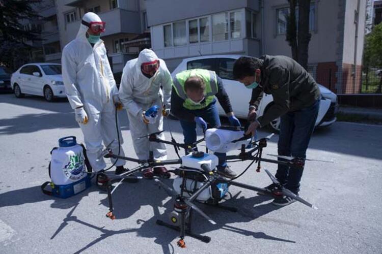 Edirne dronela havadan da dezenfekte ediliyor - Resim : 2