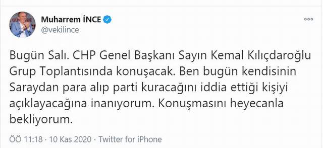 İnce'den Kılıçdaroğlu'na: ''Konuşmasını heyecanla bekliyorum'' - Resim : 1