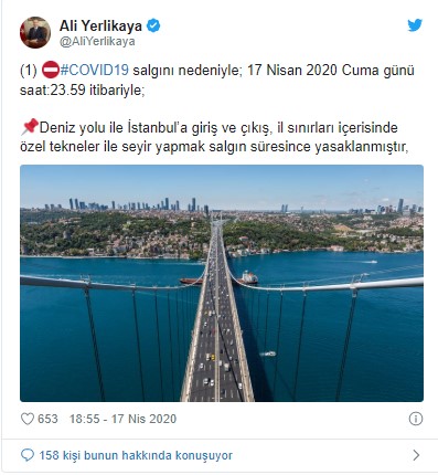 İstanbul'a deniz yoluyla giriş ve çıkışlara kısıtlama getirildi ! - Resim : 1