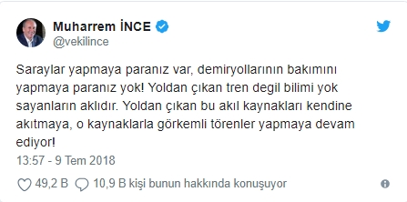 Muharrem İnce'den tren faciası tepkisi - Resim : 1