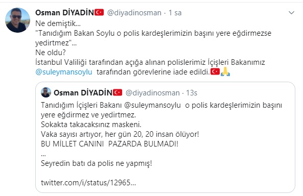 ''Bakan Soylu devreye girdi, o polisler göreve geri döndü'' - Resim : 1