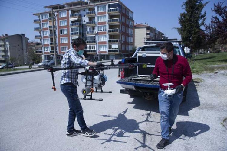 Edirne dronela havadan da dezenfekte ediliyor - Resim : 1