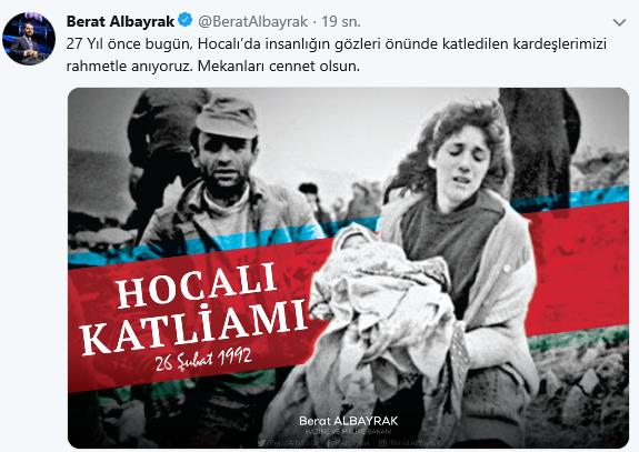 Berat Albayrak'tan Hocalı paylaşımı - Resim : 1